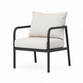 Metal Frame Outdoor Lounge Chair with Beige Polyester Cushions