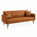 Faux Leather Sofa Three-Seater Brown 78.5x31.5x32.5 Inches