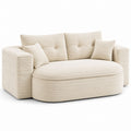Velvet Cream Oval Sleeper Sofa with Cushions 175cm x 95cm x 85cm