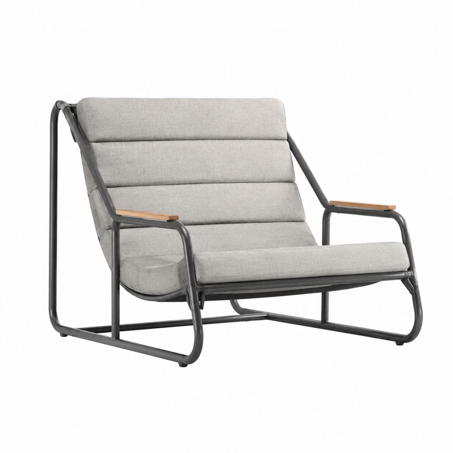 Outdoor Chair Metal Frame Polyester Fabric Light Grey 90x85x75 cm