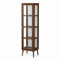 Walnut Wood and Tempered Glass Display Cabinet 40cm x 32cm x 180cm