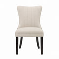 Polyester Fabric Upholstered Chair Beige with Nailhead Trim