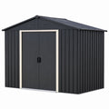 Metal Outdoor Storage Shed with Black Finish 304 x 244 x 190 cm