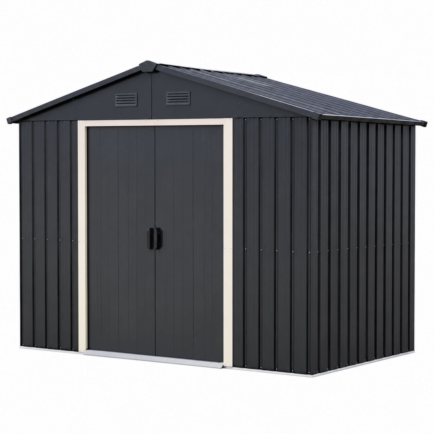 Metal Outdoor Storage Shed with Black Finish 304 x 244 x 190 cm