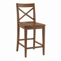 Wood Bar Stool with X-Back Design and Oak Finish