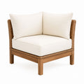 Outdoor Corner Sofa Synthetic Wicker Acacia Beige