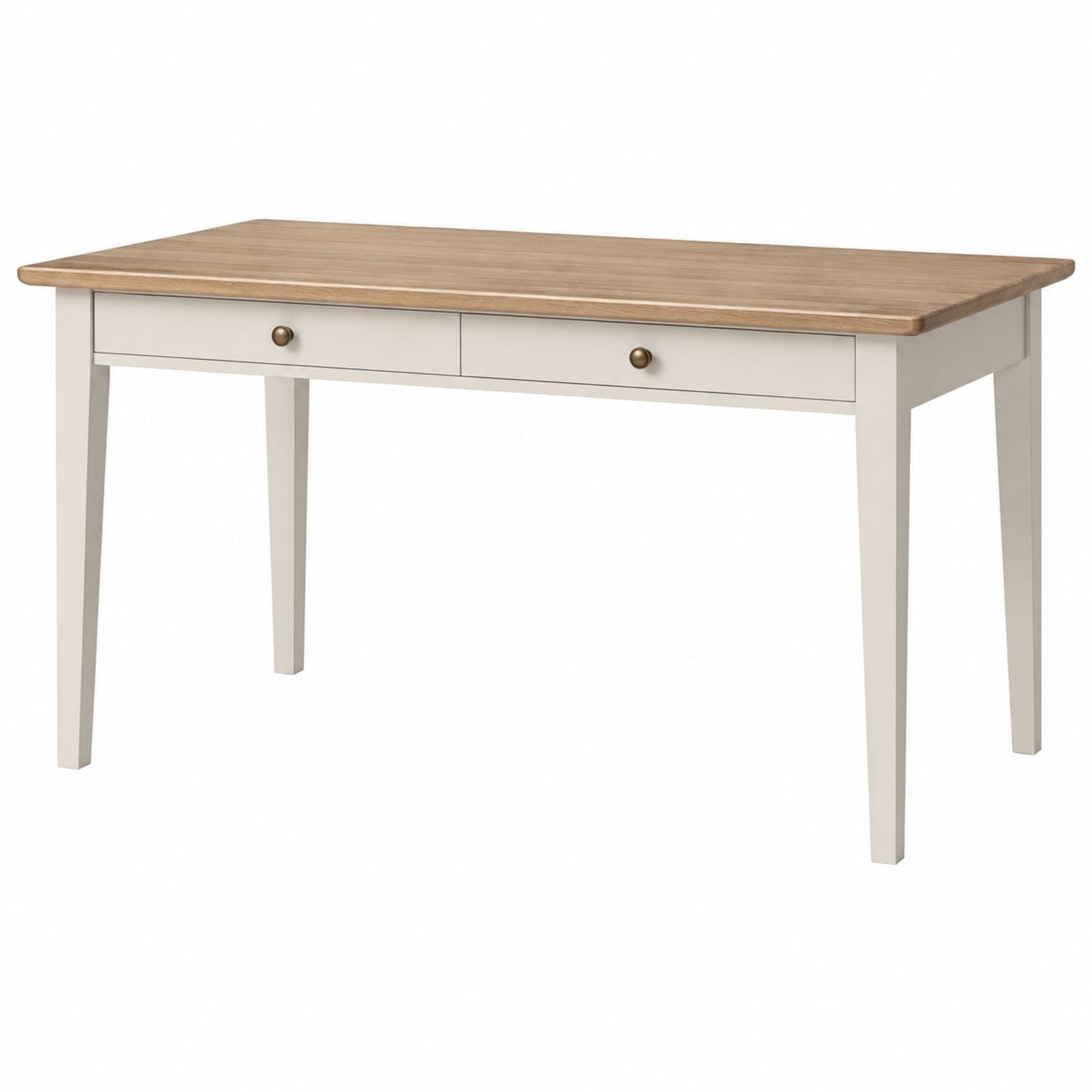 Rectangular Wooden Dining Table with Drawers Oak Finish White Frame 150cm x 85cm x 75cm