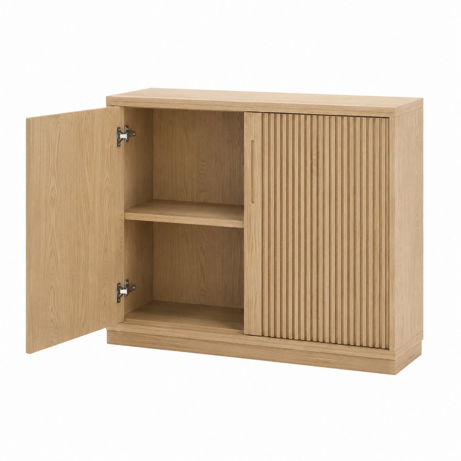 Wooden Sideboard with Sliding Door Natural Oak Finish 100cm