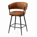 PU Leather Bar Stool with Metal Frame Brown