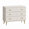 White Wood 3-Drawer Dresser with Brass Handles