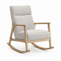 Rocking Chair Polyester Upholstery Light Gray Solid Wood Frame