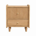 Oak Wood 2-Drawer Nightstand