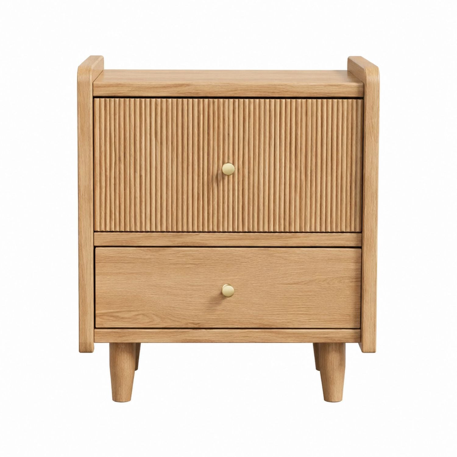 Oak Wood 2-Drawer Nightstand