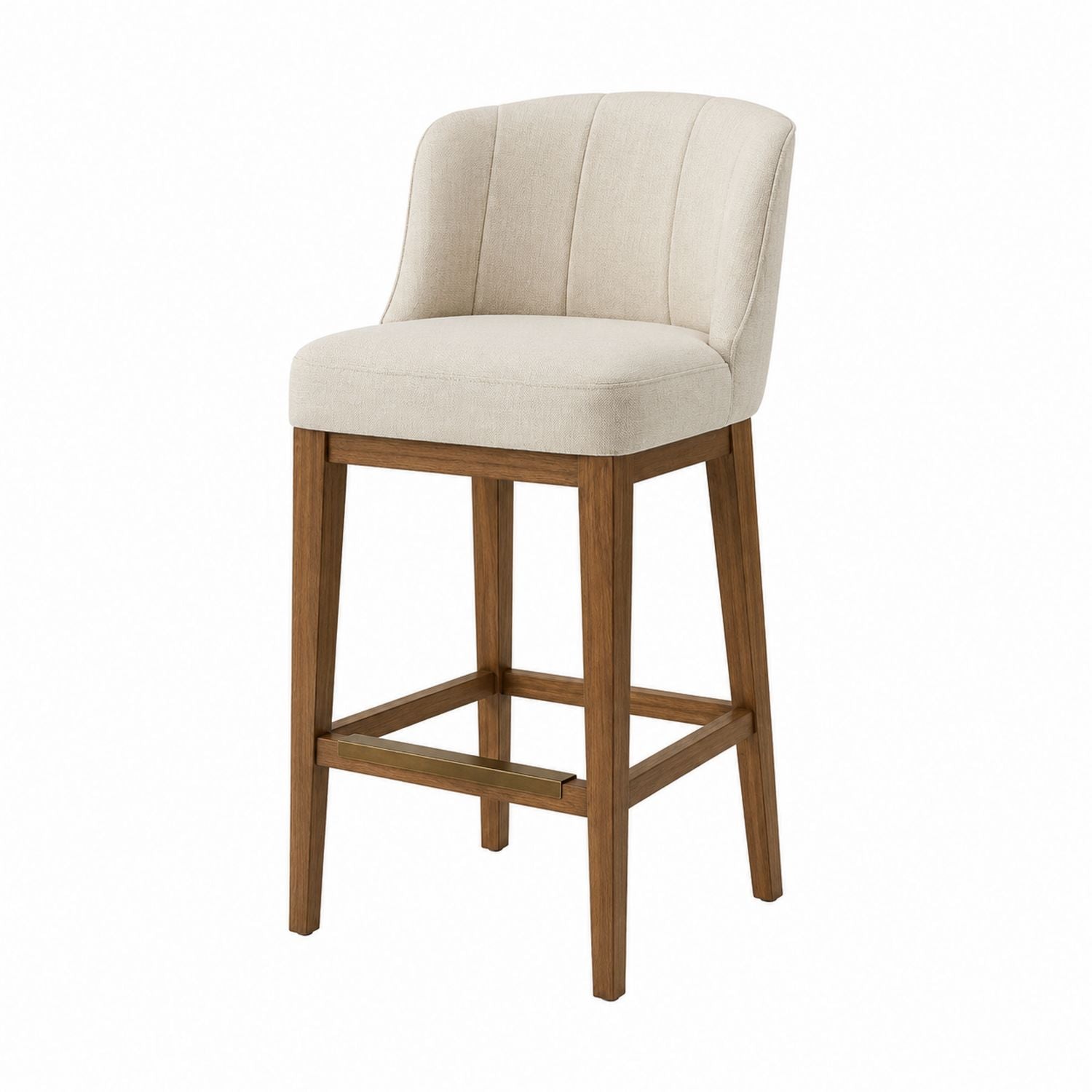 Wood Bar Stool with Polyester Upholstery and Backrest 45cm W x 95cm H