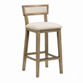Wood Bar Stool with Upholstered Backrest and Seat 102 cm