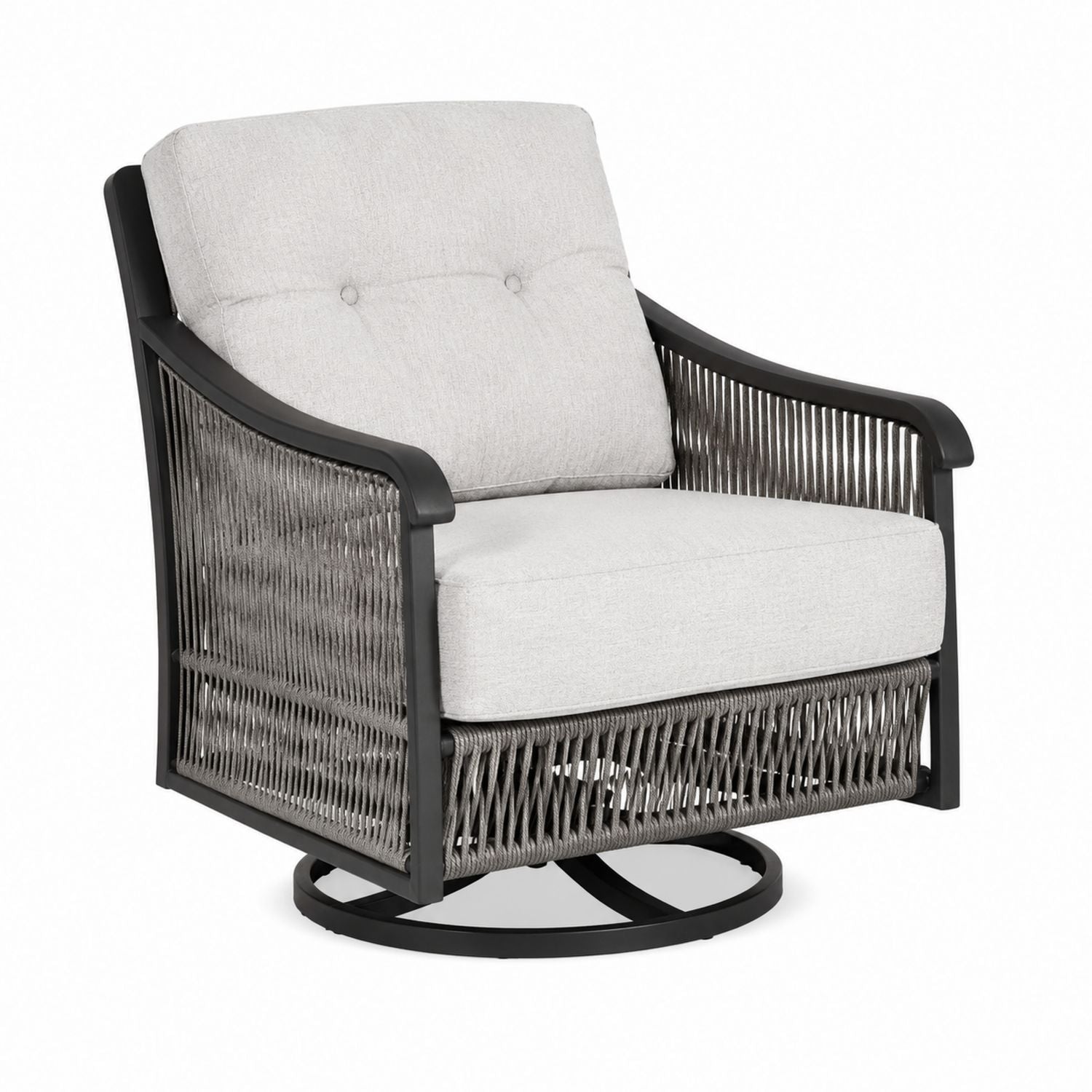 Outdoor Swivel Chair with Aluminum Frame and Rope Wicker