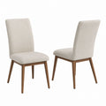 Set of 2 Fabric Upholstered Dining Chairs with Wood Legs