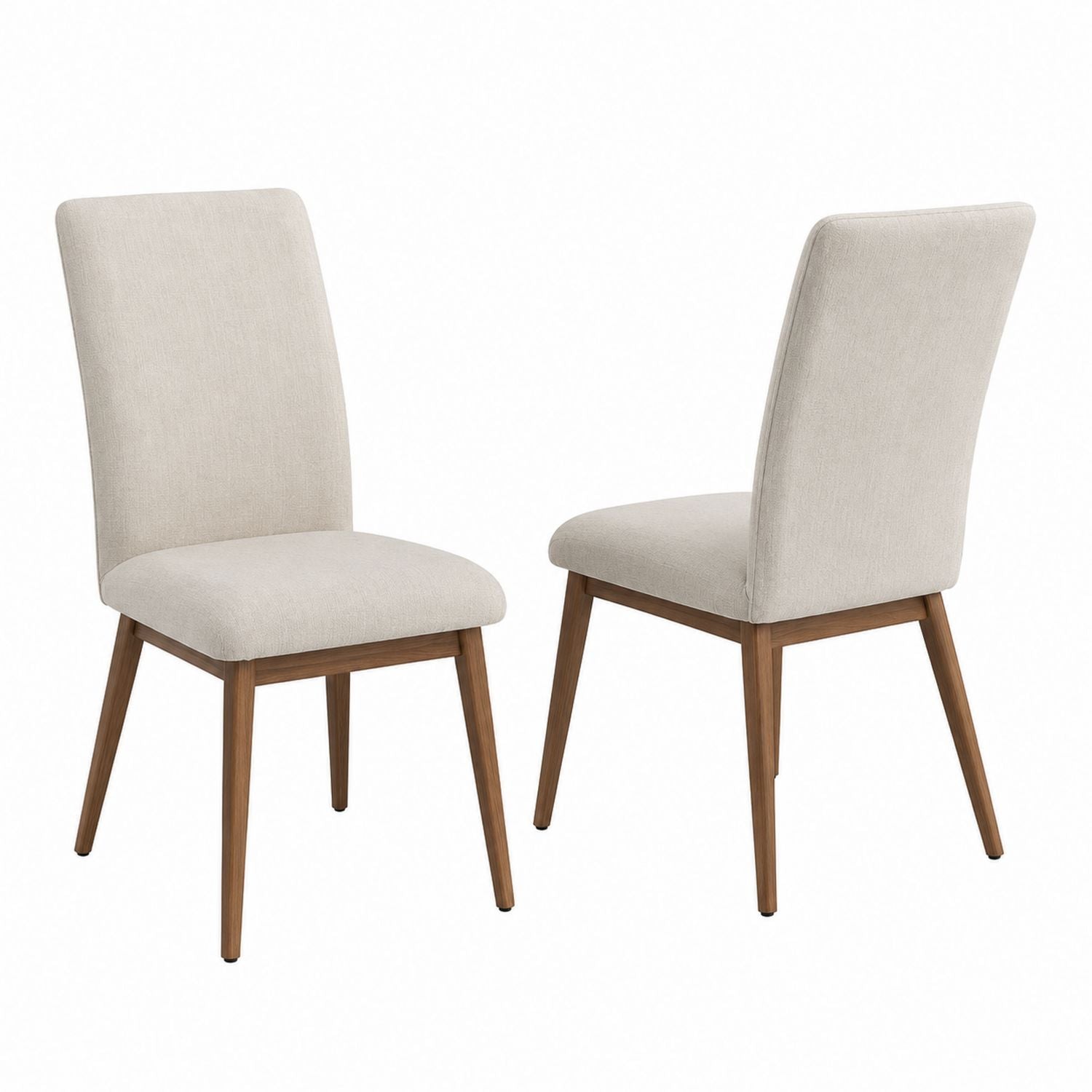 Set of 2 Fabric Upholstered Dining Chairs with Wood Legs