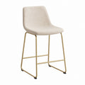 Polyester Upholstered Bar Stool with Metal Frame Beige 85cm