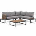 Outdoor Sectional Sofa Set Aluminum Frame with Cushions Gray L-Shaped