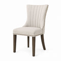 Linen Upholstered Dining Chair with Wood Legs Beige 18.5in x 22.4in x 36.2in