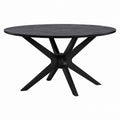 Round Black Oak Dining Table with Metal Base 120cm