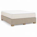 Polyester Upholstered Platform Bed with Wooden Legs 150x200 cm Beige
