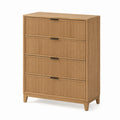 Oak Wood 4-Drawer Dresser 120cm High