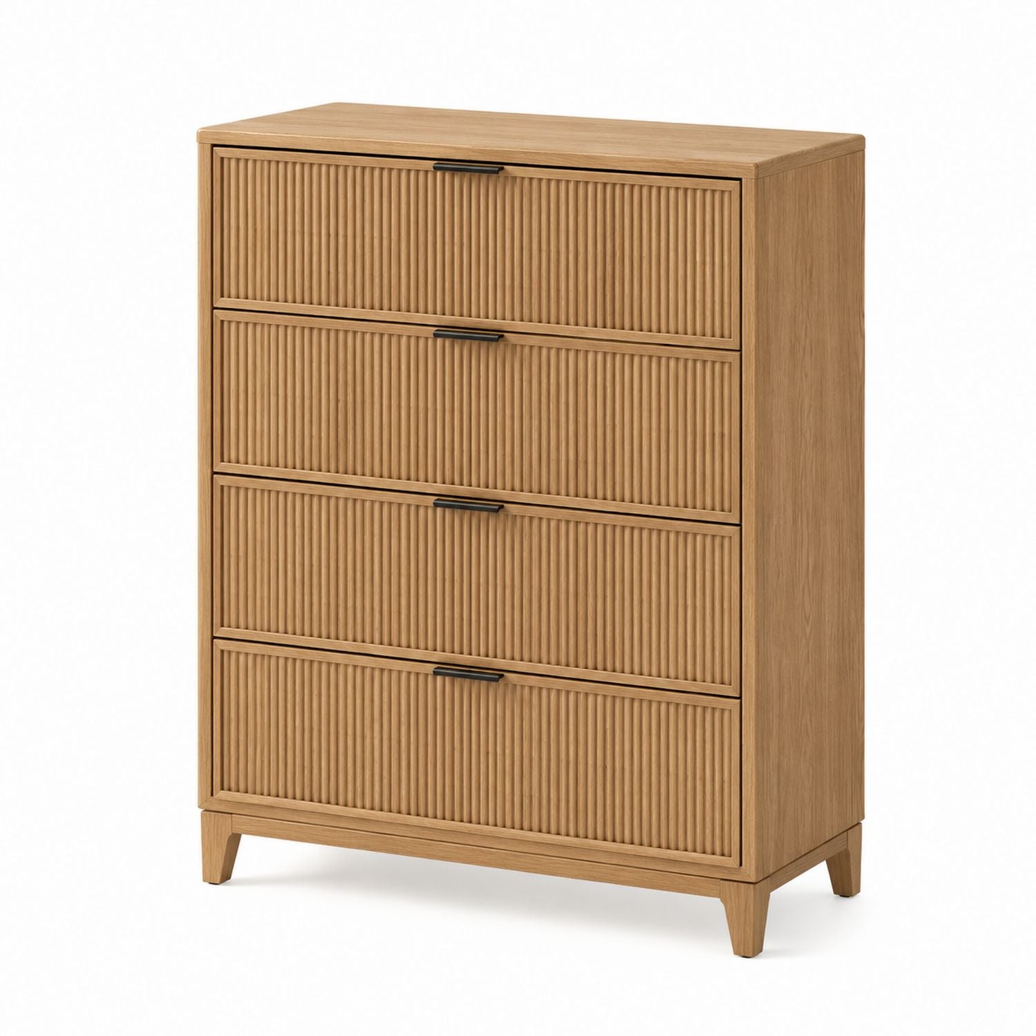 Oak Wood 4-Drawer Dresser 120cm High