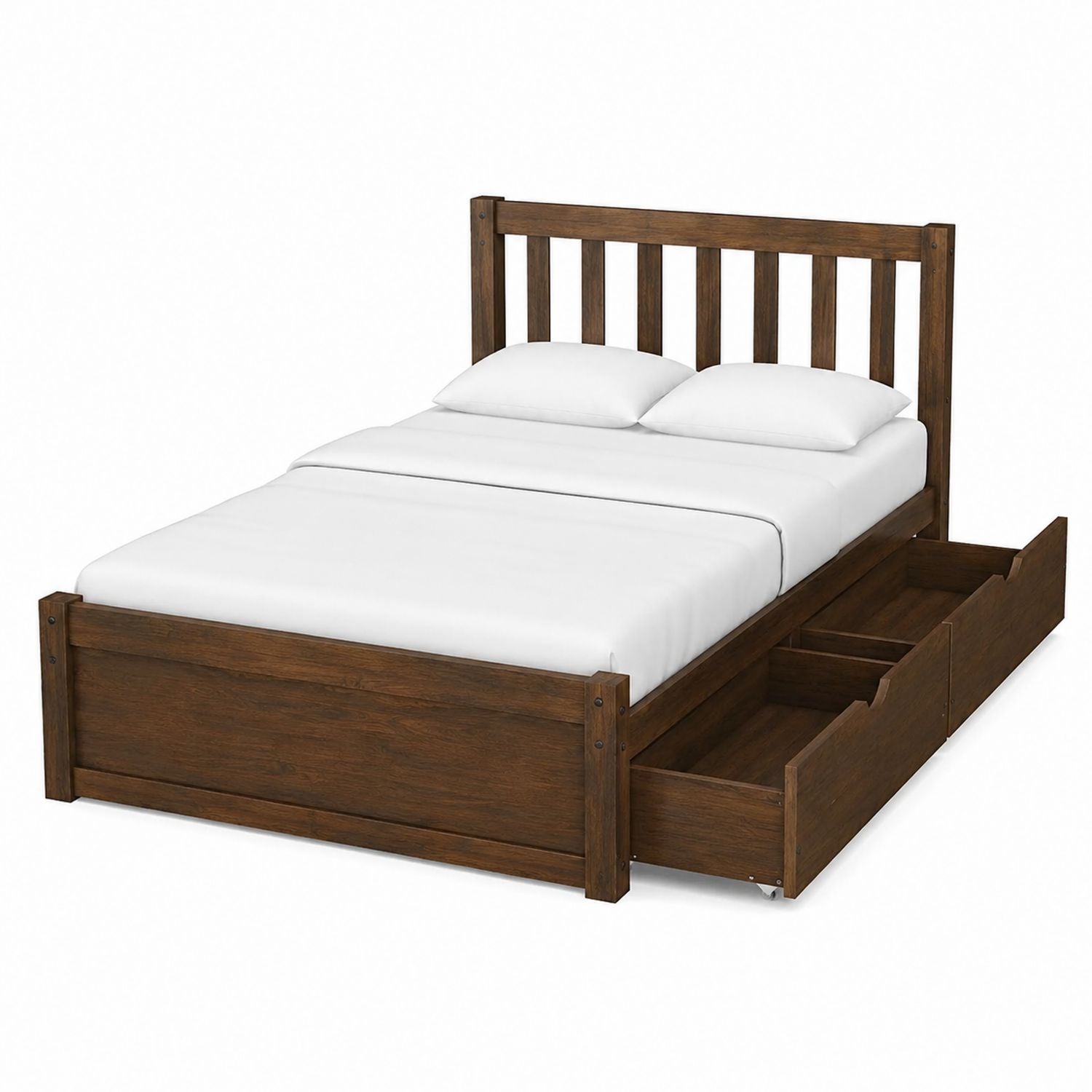 Queen Wood Storage Bed Frame with Two Drawers