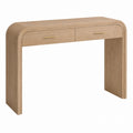 Wood Veneer Console Table with Drawers Natural Finish