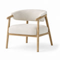 Fabric Upholstered Lounge Chair with Oak Frame Beige 75cm x 70cm x 65cm