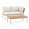 Outdoor Aluminum Sofa Set with Beige Cushions and Coffee Table
